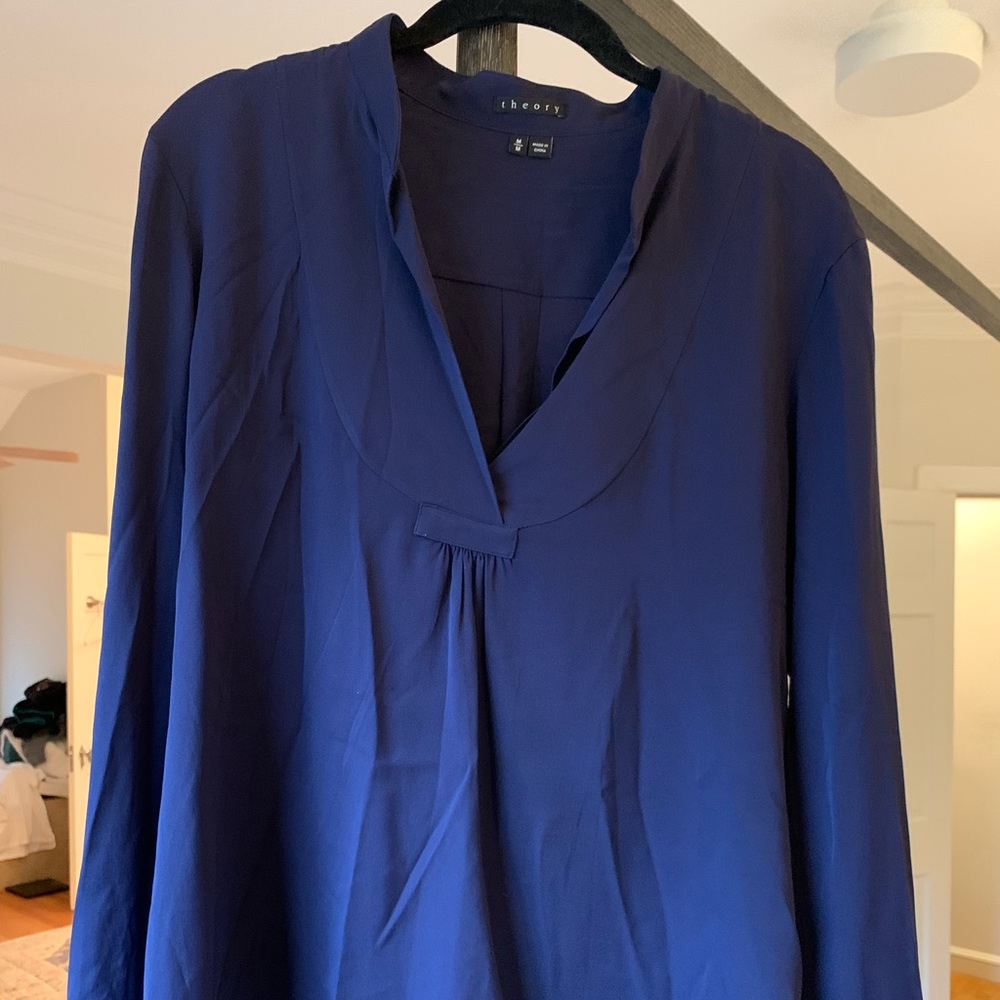 Theory Navy Blue Silk top — worn once!